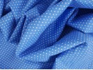 Printed Cotton Poplin Fabric - Blue with White Polka dots